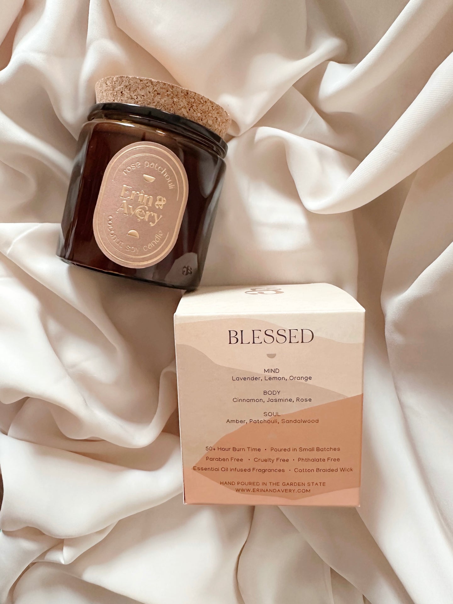 Blessed | Rose Patchouli Candle by Erin & Avery